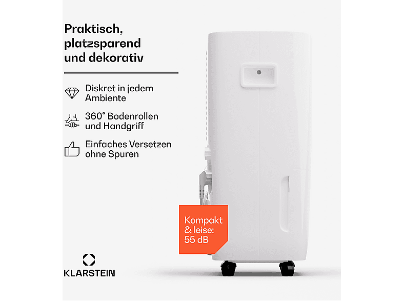 KLARSTEIN DryFy Connect — Deshumidificador, 65 m², Negro, 8 l