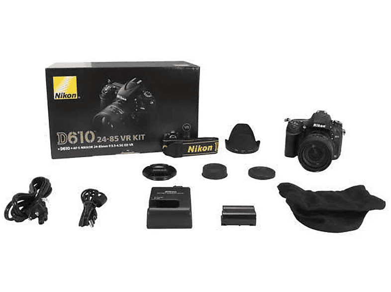 NIKON D610 AF-S 24-85MM F3.5-4.5G ED VR + 64GB SD — Cámara digital, Negro, 24,3 megapixel, Full HD 1080p