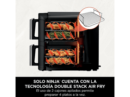 NINJA SL300EU — Freidora de aire, 2470 W, Negro, 7.6 l dividido en 2 bandejas