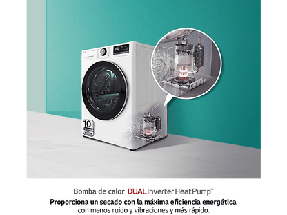 LG RH90V5AV6N — Secadora, 9 kg, 14 programas, Blanco, Bomba de calor