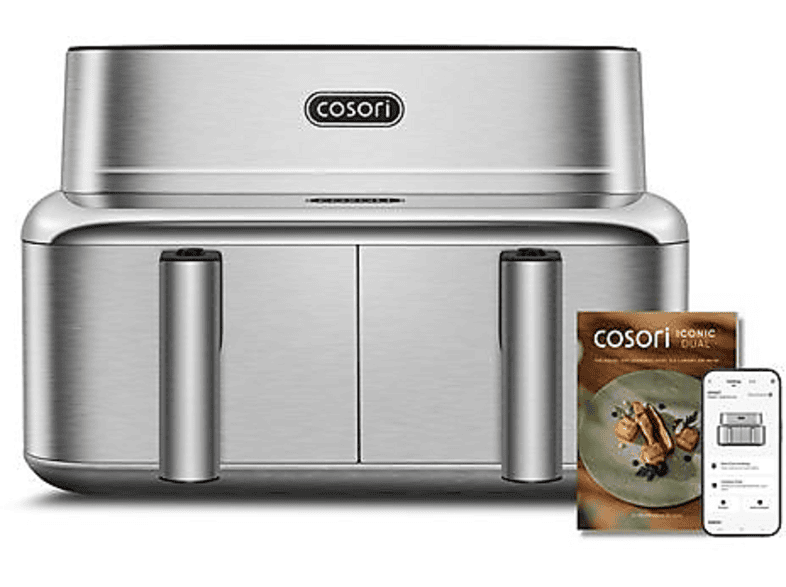 COSORI Iconic Dual — Freidora de aire, Plata, 8.6 l, 2700 V, 30 °C - 230 °C