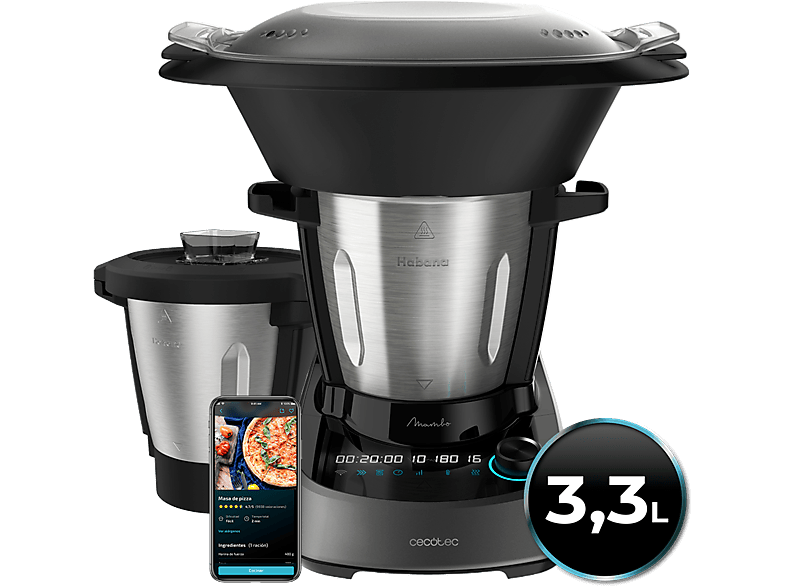 CECOTEC Mambo 11090 Habana — Robot de cocina, 1600W, Negro, 3.3 l, 37 funciones