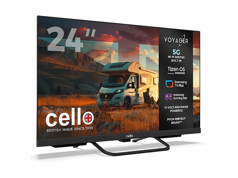 CELLO C24TZR-VOY — TV LED 24", Negro, HD-ready, Smart TV, DVB-T2 (H.265)