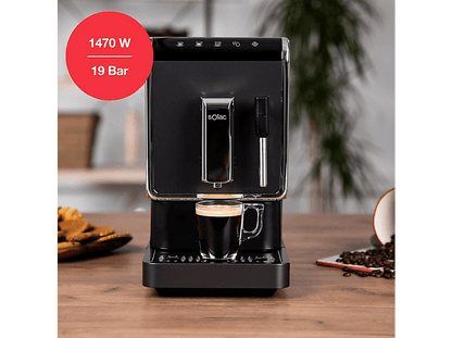 SOLAC LA7617 — Cafetera Espresso, 1470 W, 20 bar, 2 tazas, Plata Oscuro