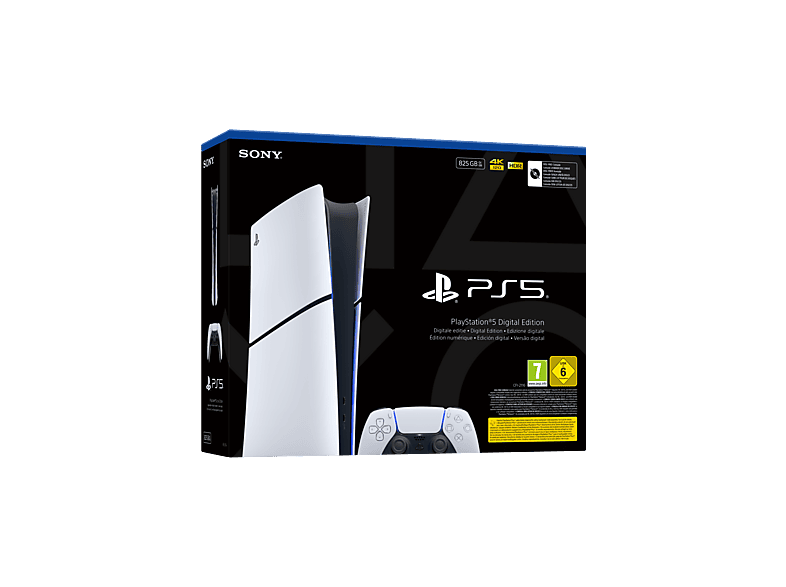 SONY PS5 Slim Digital Edition — Consola, 825 GB SSD, Blanco, 4K, 1 mando