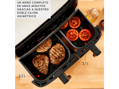 MOULINEX Dual Fry & Grill EZ905D — Freidora de aire, 2700 W, 8.3 L, Táctil, Inox