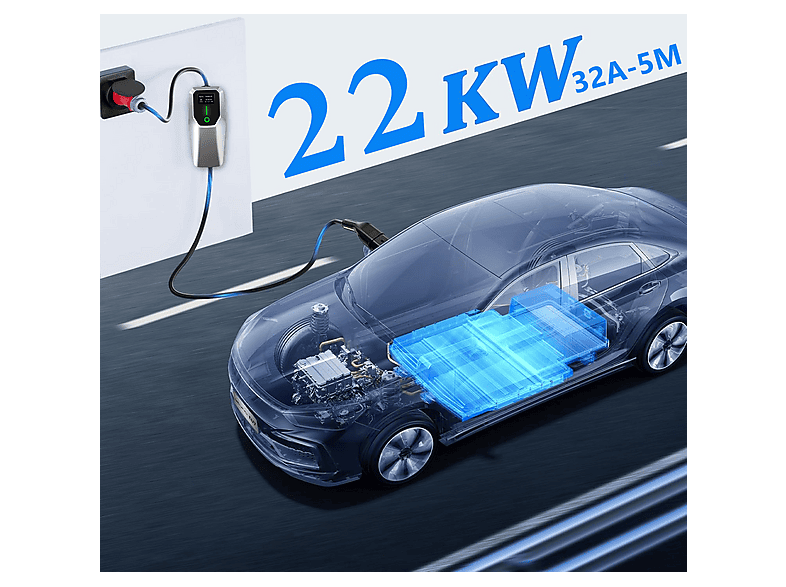 SMORGR 22 kW [3-Fases — Cargador vehículo eléctrico, Black, 5 m, 6-32A]
