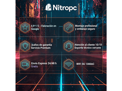 NITROPC Avanzado — PC Gaming, 16 GB RAM, 480 GB SSD, Blanco, AMD Ryzen 5 3400G (4 núcleos