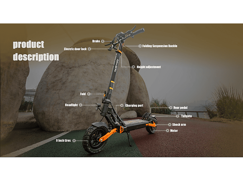 KUKIRIN G2 Pro VMP — Patinete eléctrico, Pot. máx. 500 W, Carga máx. 120 kg, negro (ref. 168226373)