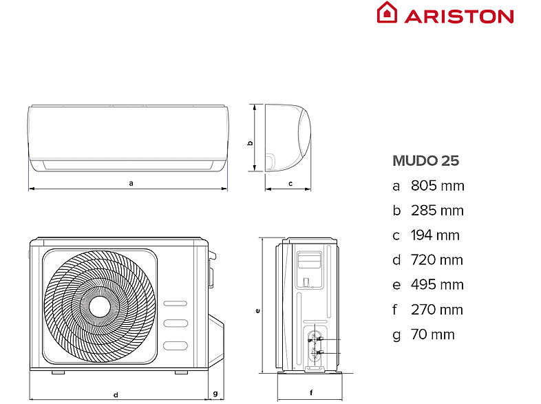 ARISTON ALYS MUDO25 ++ — Split 1x1, Autolimpieza, White, Frío/Calor, WiFi