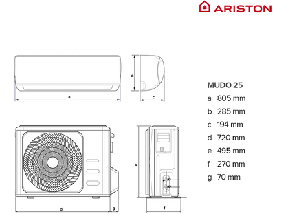 ARISTON ALYS MUDO25 ++ — Split 1x1, Autolimpieza, White, Frío/Calor, WiFi