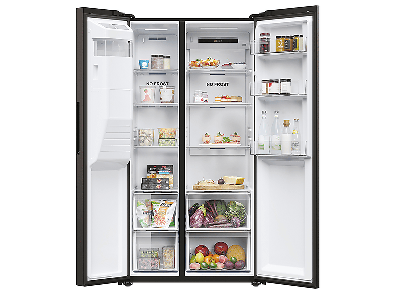 HAIER 34005237 — Frigorífico americano, Altura 1775 mm, Negro, No Frost, Dinámico (con ventilador)