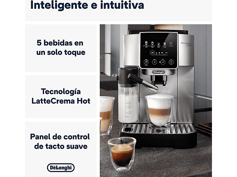 DE LONGHI — Cafetera superautomática, 1450W, De'Longhi Magnifica Start Milk, ECAM220.80.SB, 15bar