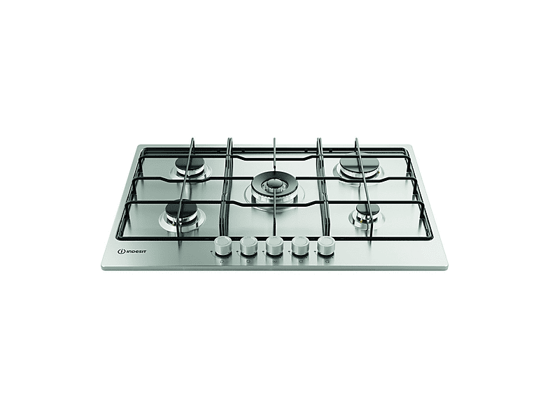 INDESIT THP 752 W/IX/I 1 — Placa de gas, 73 cm, 5 zone(s) zonas, Acero inoxidable