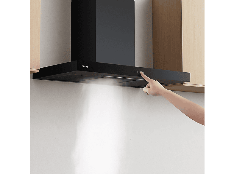 CIARRA CBCB9102 — Campana Decorativa, 4 velocidades, 650 m³/h, 900 mm, Negro