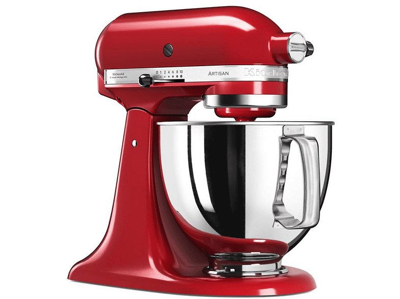 KITCHENAID Artisan 5KSM125EER — Robot amasador, 300W, Rojo, 4.8 l, Hasta 220 rpm