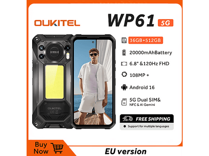 OUKITEL WP61 — Smartphone, 512 GB, 12 GB RAM, 20000 mAh, negro