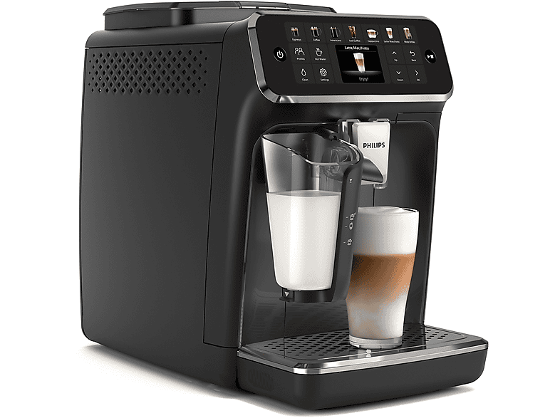 PHILIPS EP4441/50 — Cafetera superautomática, Negro, LatteGo, SilentBrew, 20 Bebidas