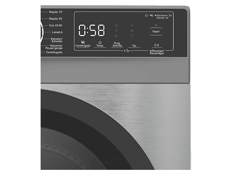 EDESA EWF-7201 X — Lavadora carga frontal, 7 kg, 15 programas, Inox