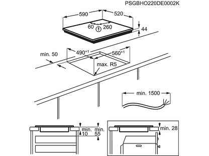 AEG TR64IT00FB — Placa inducción, 4 zonas Flex de 22 cm, 59 cm, Negro, Función Puente
