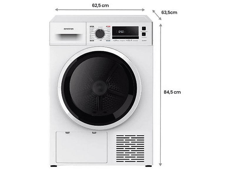 INFINITON SD-BC9DWP — Secadora Bomba de Calor, 9 kg, 16 programas, Blanco