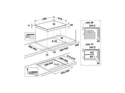 WHIRLPOOL WB Q4860 NE — Placa inducción, Zona grande 30 cm, 59 cm, Negro, 3 zonas