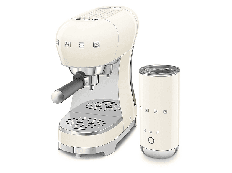 SMEG ECF12CREU — Cafetera express, 1350 W, Crema, 15 bar, 2 Tazas