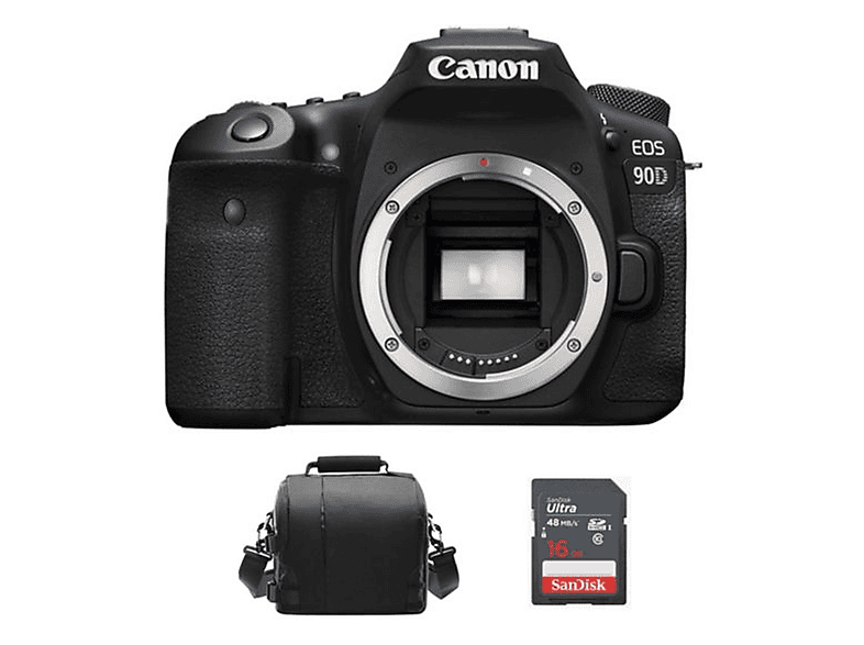 CANON 90D + Bolsa + 16GB SD — Cámara digital, Negro, 32,5 megapixel, 4K 3840p