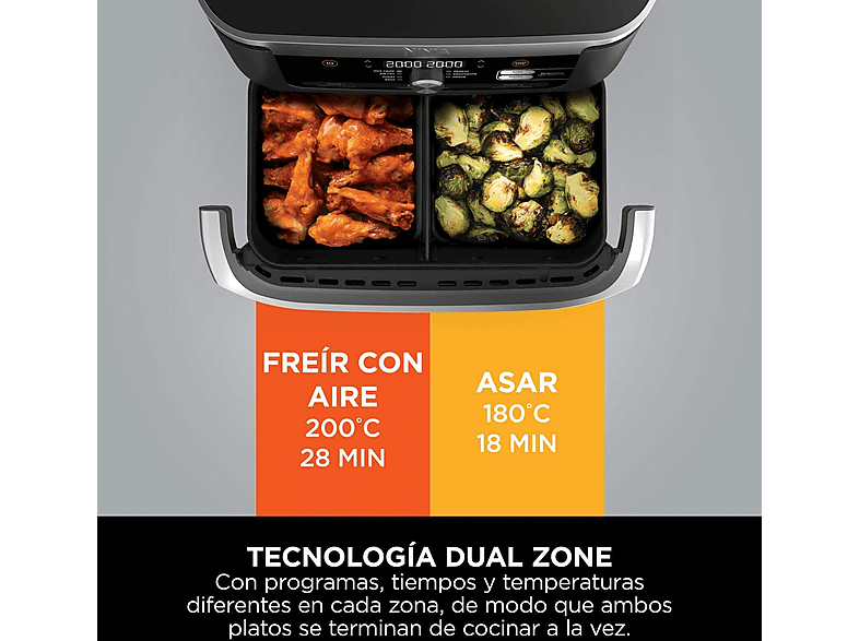 NINJA FlexDrawer 7 en 1 AF500EU — Freidora de aire, 2470 W, Negro, 7 Programas, Capacidad 10.4l
