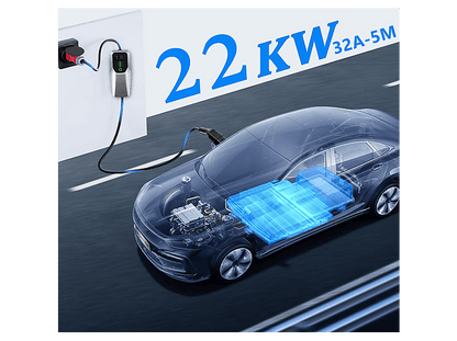 SMORGR 22KW Tipo 2 Ajustable 6A-32A 5 metros — Cargadores vehículos eléctricos, Black