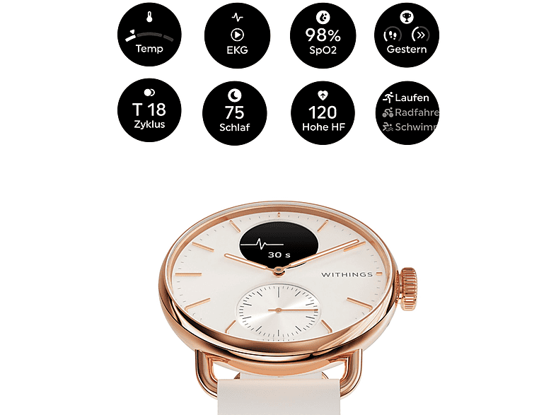 WITHINGS ScanWatch 2 — Smartwatch, Dorado, Acero inoxidable