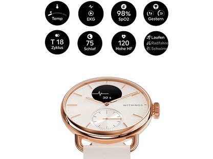 WITHINGS ScanWatch 2 — Smartwatch, Dorado, Acero inoxidable