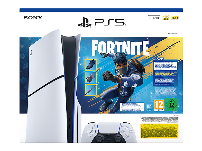 SONY Slim 1TB Edición Disco - Fortnite Flowering Chaos — Consola PS5, White