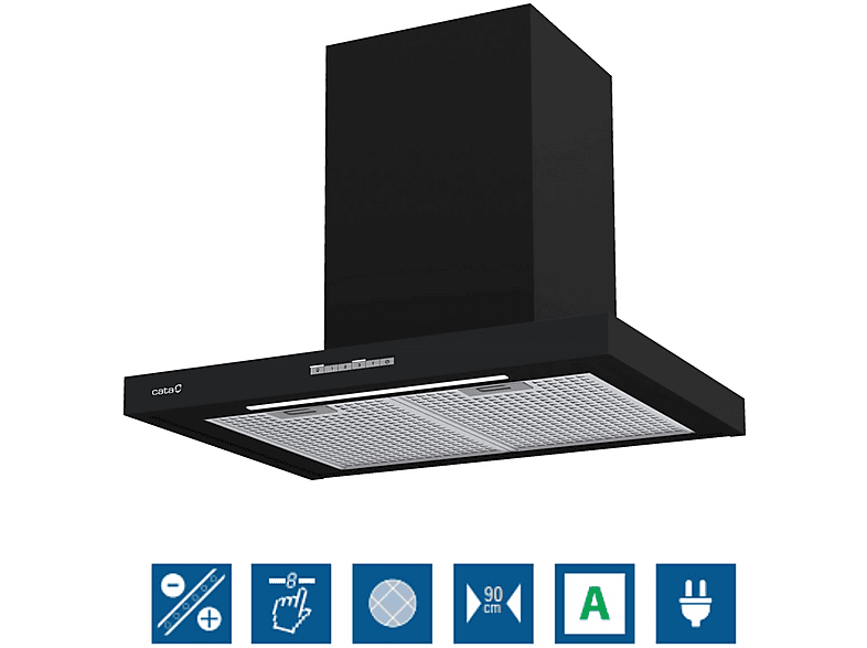 CATA SYGMA 7010 BK — Campana decorativa, 4 velocidades, 802 m³/h, 70 cm, Negro