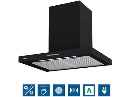 CATA SYGMA 7010 BK — Campana decorativa, 4 velocidades, 802 m³/h, 70 cm, Negro