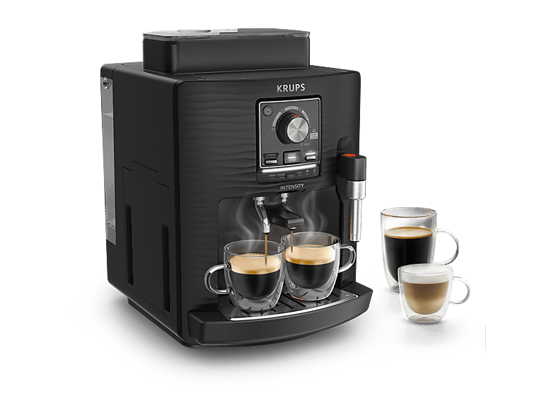 KRUPS Intensity EA50K9 — Cafetera superautomática, Compacta, Negro, 4 bebidas, Espumador de leche manual