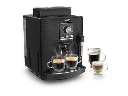 KRUPS Intensity EA50K9 — Cafetera superautomática, Compacta, Negro, 4 bebidas, Espumador de leche manual