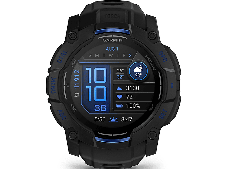 GARMIN Instinct 3 — Smartwatch, Aluminio, Negro, Polímero reforzado con fibra de vidrio (GFRP, Glass Fiber Reinforced Polymer)