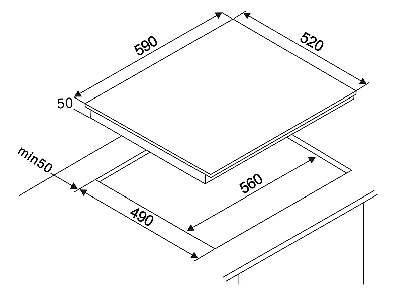 RESPEKTA KM5500-28 — Placa de vitrocerámica, 590 mm, Negro, 4 zonas