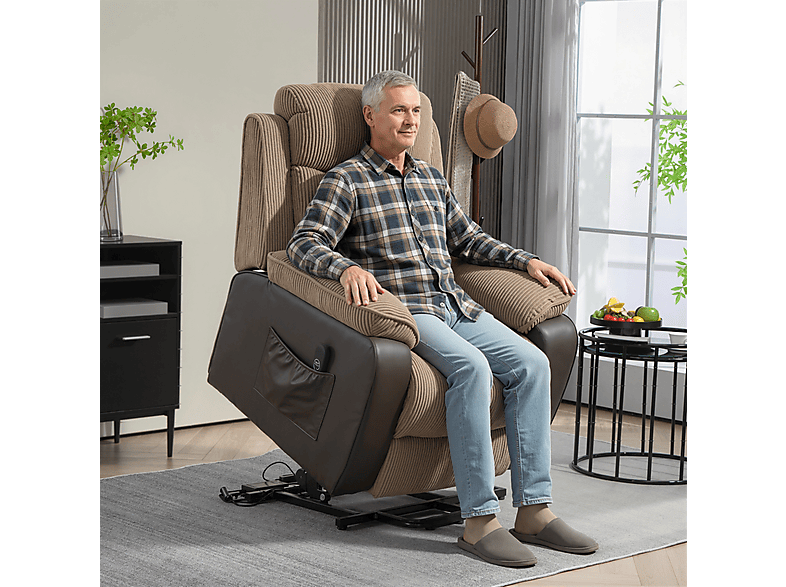 HOMCOM 713-178V92BN — Sillón levanta personas, 46 kg, Marrón