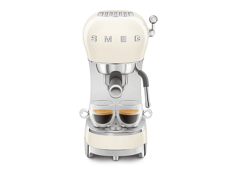 SMEG ECF02CREU — Cafetera express, 1350 W, 15 bar, 2 tazas, Crema de