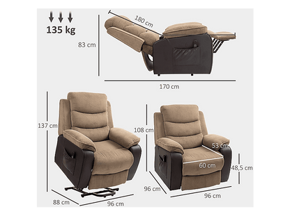 HOMCOM 713-178V92BN — Sillón levanta personas, 46 kg, Marrón