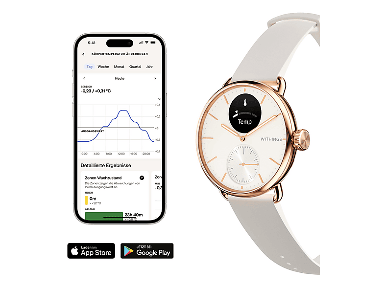WITHINGS ScanWatch 2 — Smartwatch, Dorado, Acero inoxidable