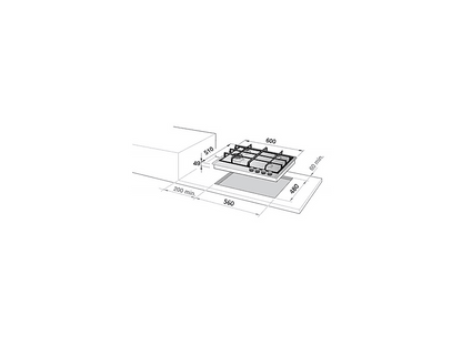 DELONGHI FFA 46 ASDV — Placa de gas, 600 mm, 4 zone(s) zonas, Acero inoxidable