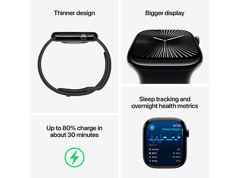 APPLE Watch Series 10 — Smartwatch, Aluminio, Negro, S/M