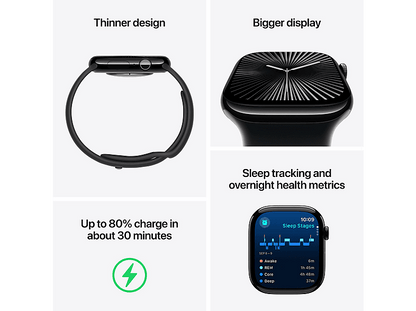 APPLE Watch Series 10 — Smartwatch, Aluminio, Negro, S/M