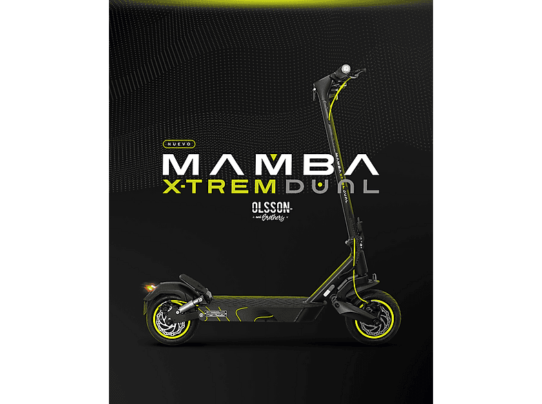 OLSSON MAMBA X-TREM DUAL 50km Autonomía — Patinete electrico, Pot. máx. 2000 W, Carga máx. 120 kg, 15000 mAh, Negro