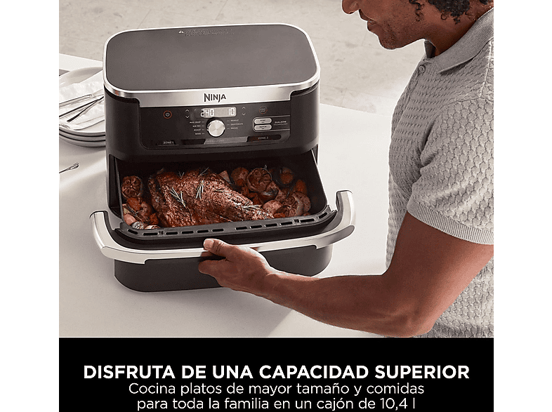 NINJA FlexDrawer 7 en 1 AF500EU — Freidora de aire, 2470 W, Negro, 7 Programas, Capacidad 10.4l