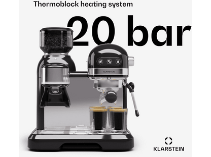 KLARSTEIN Bella Café Espresso — Cafetera espresso, 1550 W, Negro, 20 bar