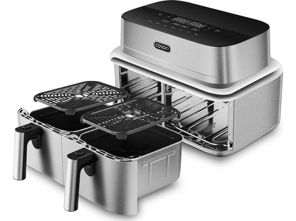COSORI Iconic Dual — Freidora de aire, Plata, 8.6 l, 2700 V, 30 °C - 230 °C